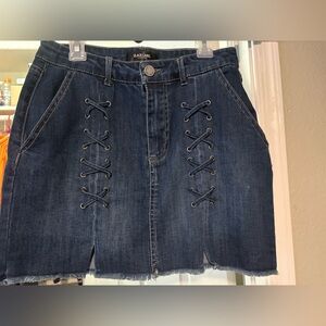 Black Label Lace-Up Denim Mini Skirt - Dark Blue